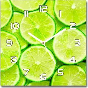 Hodiny Skleněné nástěnné hodiny čtverec Limetky