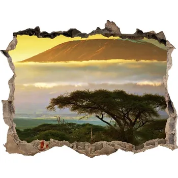 Fototapeta Díra 3D ve zdi nálepka Kilimandžaro Keňa