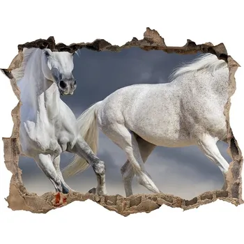 Fototapeta Díra 3D fototapeta na stěnu Bílí koně pláž