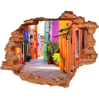 Fototapeta Fototapeta díra na zeď 3D Barevné uličky