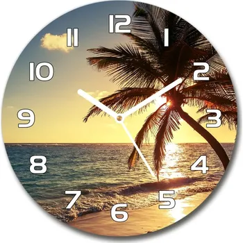 Hodiny Skleněné hodiny kulaté Tropická pláž