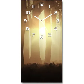 Hodiny Nástěnné skleněné hodiny Mlha v lese