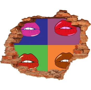 Fototapeta Foto fotografie díra na zeď Barevné rty