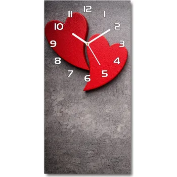 Hodiny Nástěnné skleněné hodiny Červená srdce