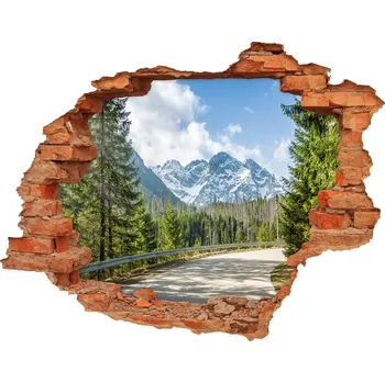 Fototapeta Díra 3D ve zdi nálepka Cesta Tatry