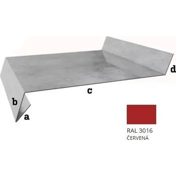 okap BLIX Hliník tl. 0,6 mm Parapet r.š. 420 RAL 3016 červená