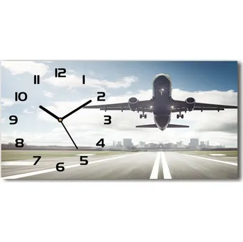 Hodiny Skleněné hodiny na stěnu Startující letadlo