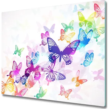Kuchyňské prkénko Skleněná krájecí deska Barevné motýly 60x52 cm