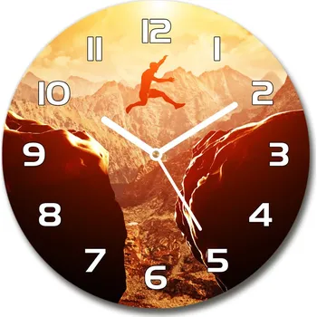 Hodiny Skleněné hodiny kulaté Skok nad propastí