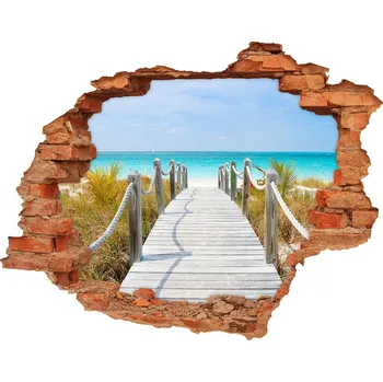 Fototapeta Díra 3D ve zdi nálepka Stezka nad mořem