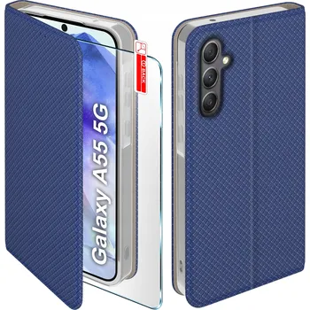 Pouzdro na mobilní telefon Flipové pouzdro KrainaGSM pro Samsung Galaxy A55 modré