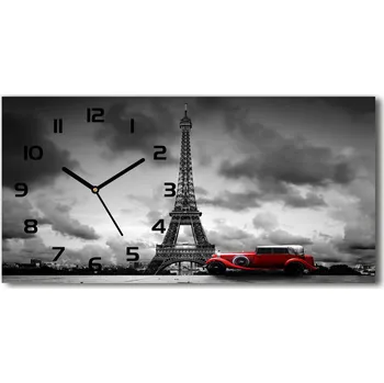Hodiny Skleněné hodiny na stěnu Eiffelova věž Paříž
