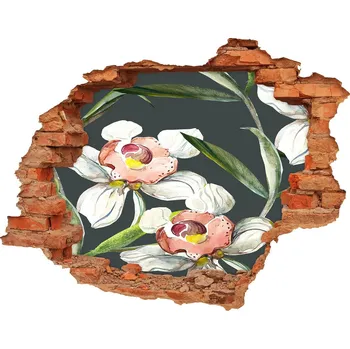 Fototapeta Nálepka díra na zeď beton Květinový vzor