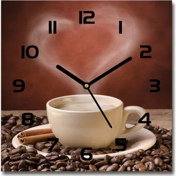 Hodiny Skleněné hodiny na stěnu Aromatická káva