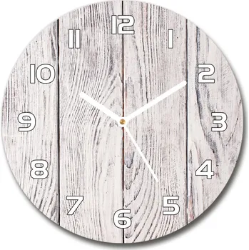Hodiny Skleněné hodiny kulaté Dřevěná stěna