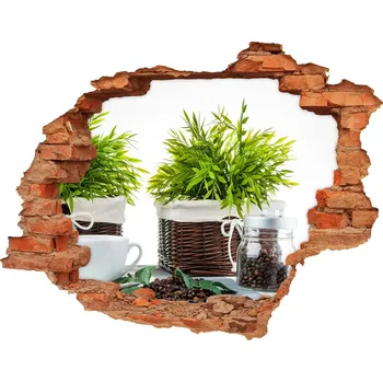 Fototapeta Nálepka 3D díra na zeď Motiv domu s kávou