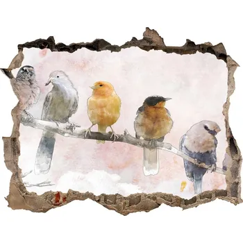 Fototapeta Díra 3D fototapeta nálepka Ptáci na větvi