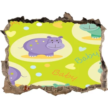 Fototapeta Díra 3D foto tapeta nálepka Hroši