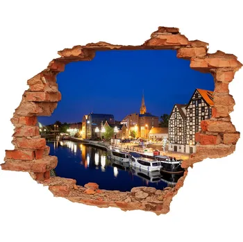 Fototapeta Fototapeta díra na zeď 3D Bydhošť noc