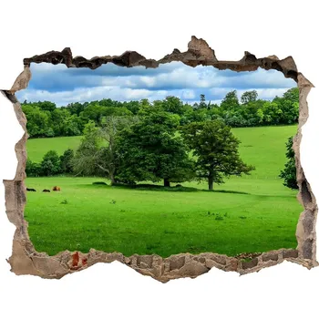 Fototapeta Díra 3D ve zdi na stěnu Zelené vrcholky