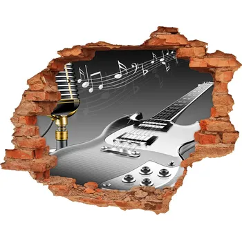 Fototapeta Fotoobraz díra na stěnu Kytara a mikrofon