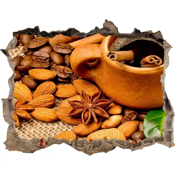 Fototapeta Nálepka 3D díra na zeď Zrnka kávy a hrnek