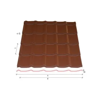 plechová krytina SATJAM TREND Wave TR Tašková tab. 1150 PES 25 RAL 3009 Tmavě červená