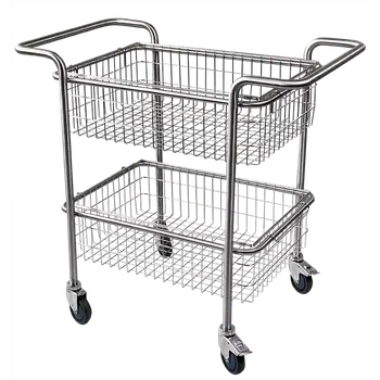 HOSPITAL 33, vozík, 2 koše, nerez