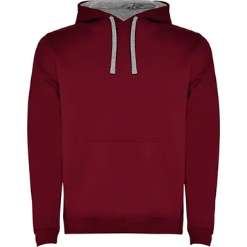 Pánská mikina Roly Urban Pánská mikina s kapucí SU1067 Garnet Red 57-Heather Grey 58 L