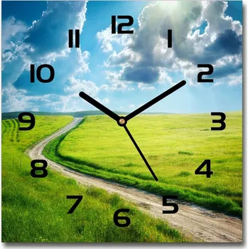 Hodiny Skleněné hodiny čtverec Stezka na louce