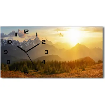 Hodiny Skleněné hodiny na stěnu Západ slunce hory