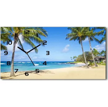 Hodiny Skleněné hodiny na stěnu Tropická pláž