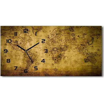 Hodiny Skleněné hodiny na stěnu Stará mapa světa