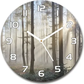 Hodiny Skleněné hodiny na stěnu Mlha v lese