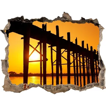 Fototapeta Fototapeta díra na zeď 3D Most západ slunce