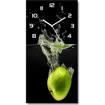 Hodiny Nástěnné skleněné hodiny Zelená jablka