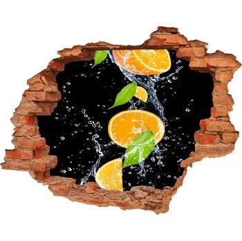 Fototapeta Nálepka 3D díra na zeď Pomeranče a voda