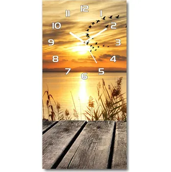 Hodiny Nástěnné skleněné hodiny Západ slunce