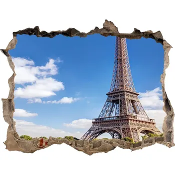 Fototapeta Fototapeta díra na zeď 3D Eiffelova věž Paříž