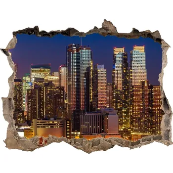 Fototapeta Fototapeta díra na zeď 3D Manhattan noc