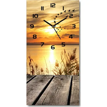 Hodiny Nástěnné skleněné hodiny Západ slunce