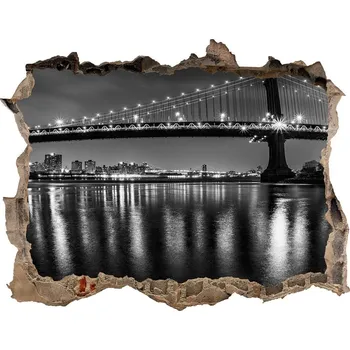 Fototapeta Fotoobraz díra na stěnu Manhattan noc