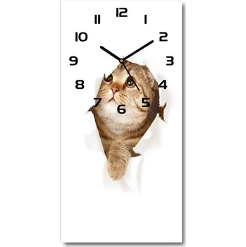 Hodiny Moderní skleněné hodiny na stěnu Kočka
