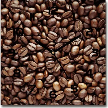 Hodiny Skleněné hodiny na stěnu Zrnka kávy