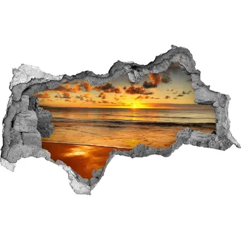 Fototapeta Díra 3D ve zdi na stěnu Západ slunce pláž