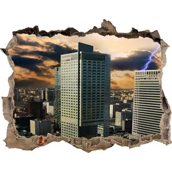 Fototapeta Fototapeta díra na zeď 3D Bouře Varšava