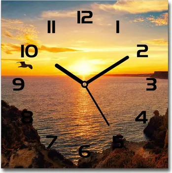 Hodiny Skleněné hodiny na stěnu Západ slunce hory
