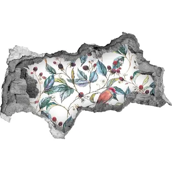 Fototapeta Nálepka 3D díra na zeď Ostružiny a ptáci