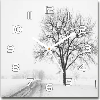 Hodiny Skleněné hodiny na stěnu Strom zima