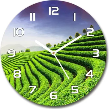 Hodiny Skleněné hodiny kulaté Plantace čaje
